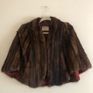 Vintage Brown Mink Fur Stole Cape